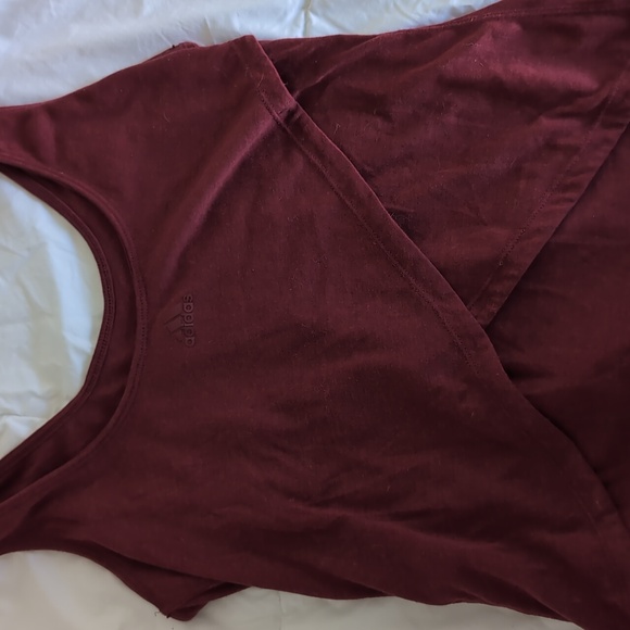 Adidas Sport Tank Top with Crop Criss Cross Front Burgundy Size Small - Picture 2 of 5